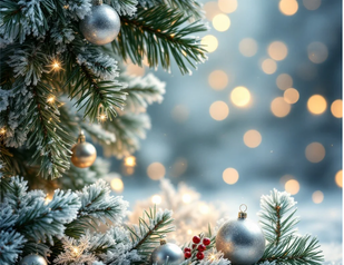 Frosted Christmas pine branches