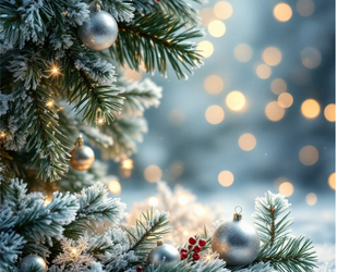 Frosted Christmas pine branches