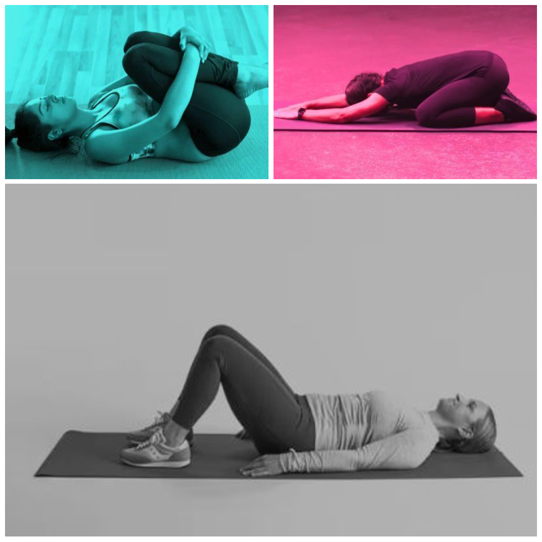 Lower back pain exercise photo collage